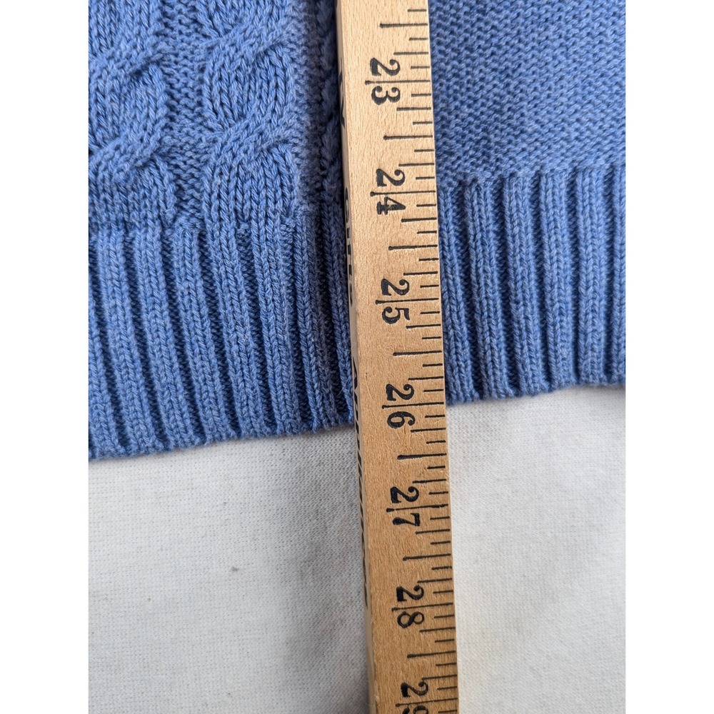 LL Bean Women XL Blue Cable Knit Full Zip Cotton Cardigan Sweater 298836 - Picture 10 of 13